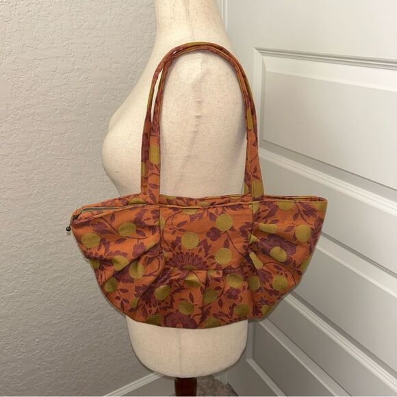 Maruca Handbags - Maruca Floral Polka Dot Print Canvas Fabric Print Shoulder Bag